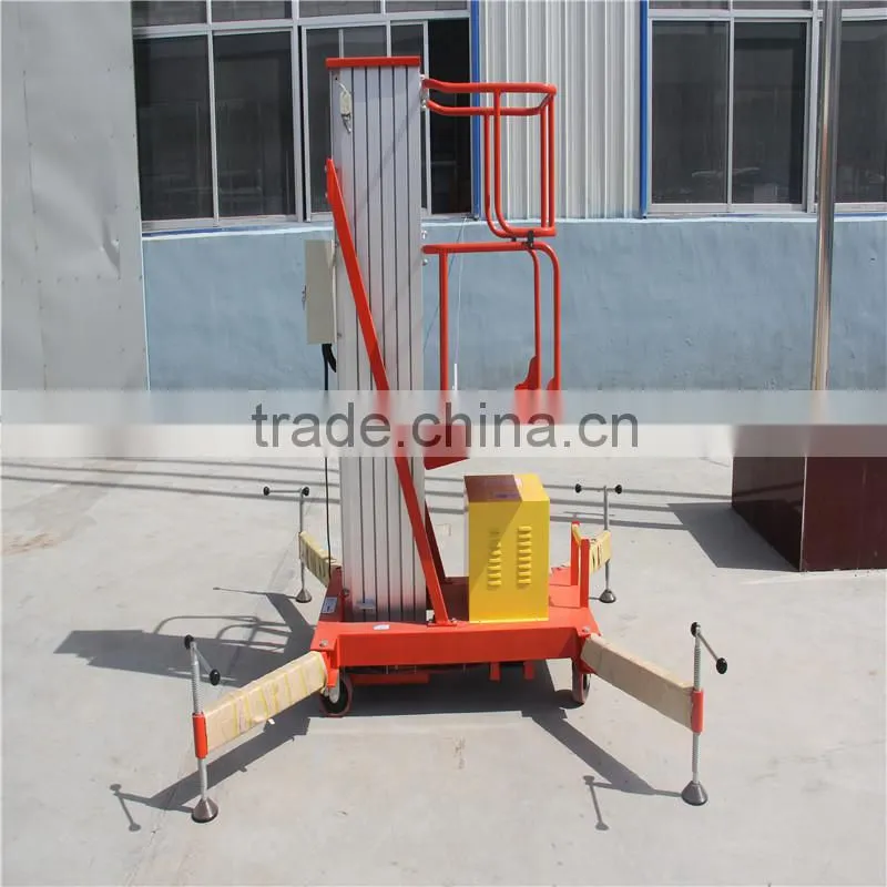 8M single mast aluminum electric manual handle one man lift