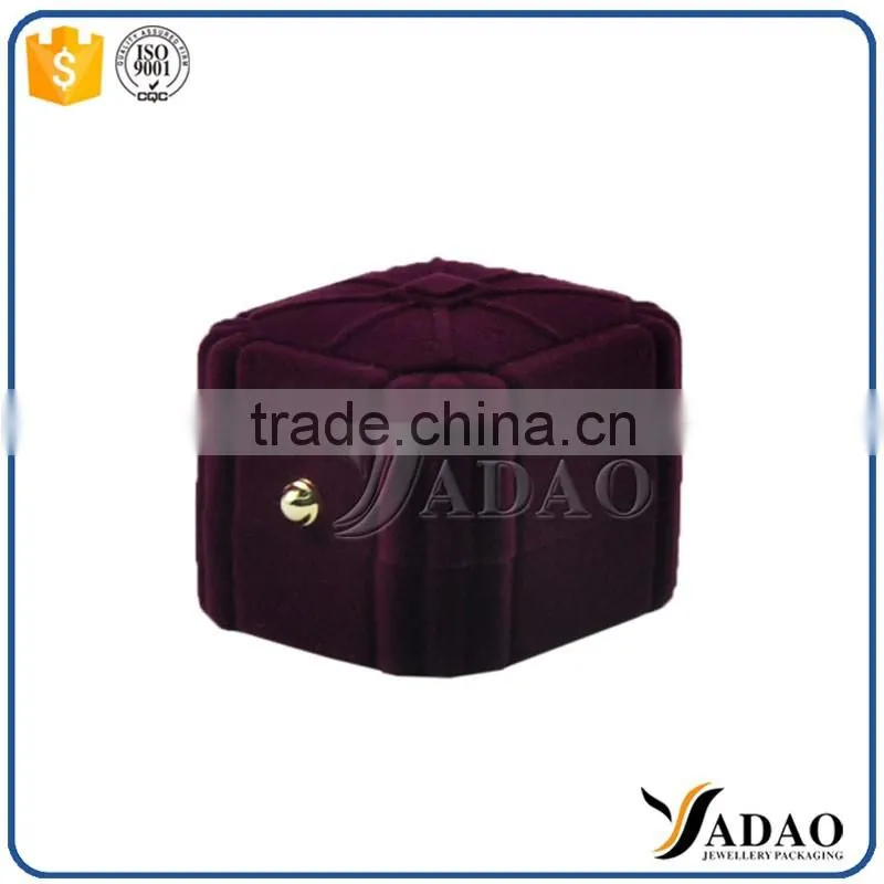 unique high quality purple custom velvet jewelry boxes ring packaging