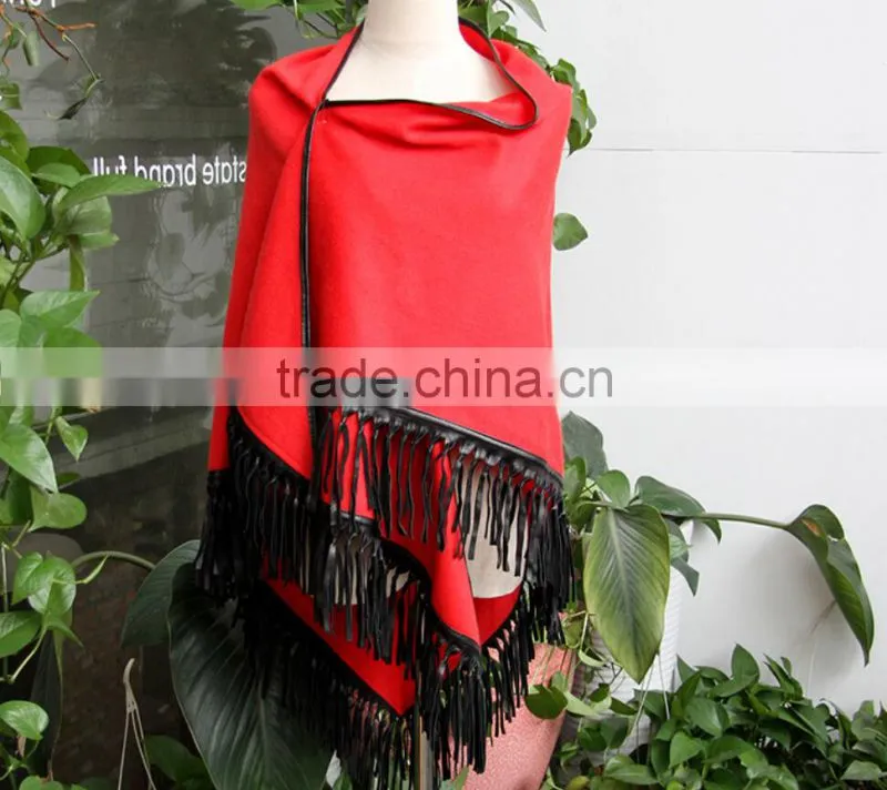 Fringe Hem Custom Winter Pashmina 100% Cashmere Triangle Scarf