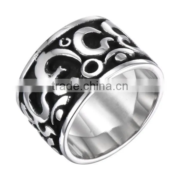 Fashion Tribe Mens Black Silver Stainless Steel Ring MJ Jewelry Hot Selling Rings For Gifts