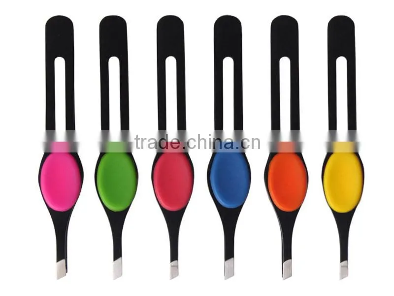 Paint coating eyebrow tweezers with silicon grip