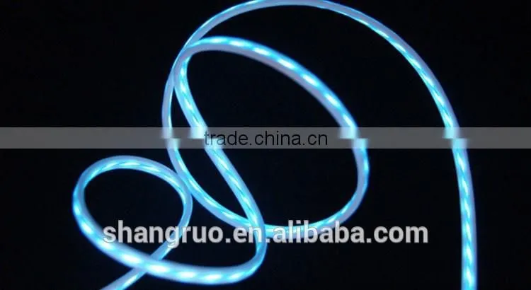 Visible Flow Led EL Light Micro Usb Sync Data Charge Cable for Android