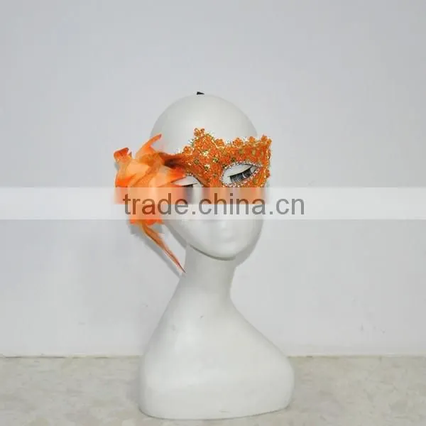 ORange flowers Lace golden strip eye party mask
