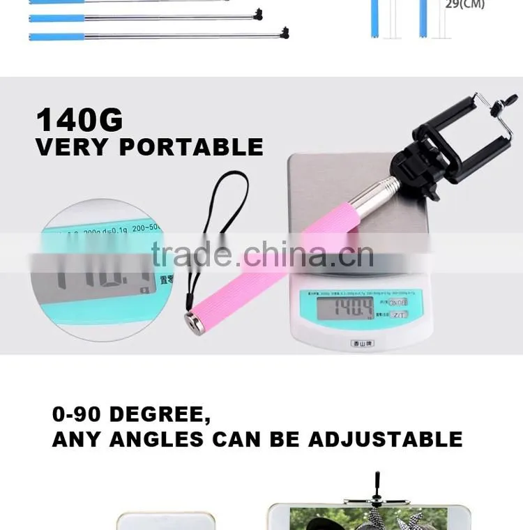 2015 new stick selfie with bluetooth custom selfie-stick for cell phone