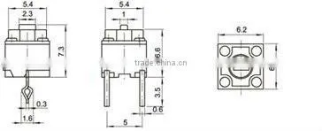 FTVDP21-B Tact Switch 6.2x6.2mm (PCB)~Push Button 7.3mm(60gf)