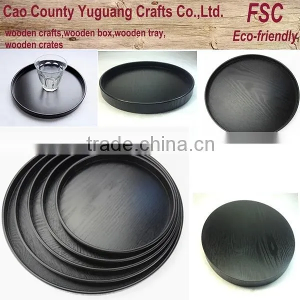 round black wooden tray for hotel