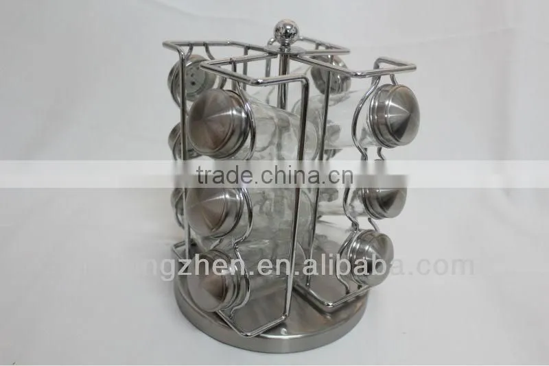 glass spice set,13pcs revolving glass spice set