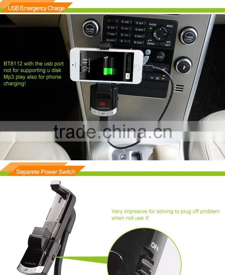 Wireless Bluetooth FM Transmitter Radio Adapter MP3 Music Player Multi-functional Phone Car Kit Mount Holder Bracket