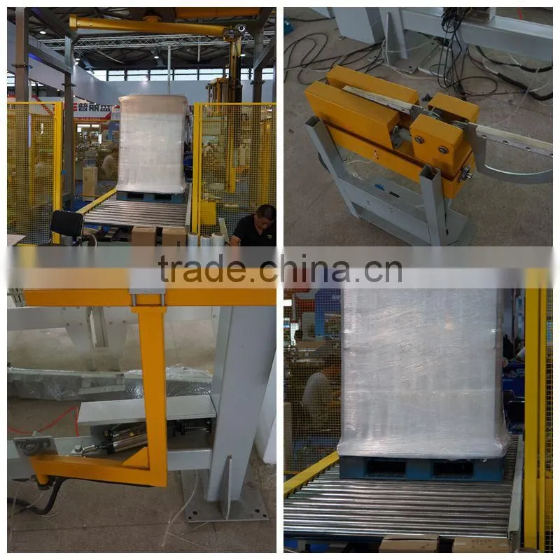 Rotary automatic stretch film wrapping machine for packing line , wrapping and supply top film fully automatic