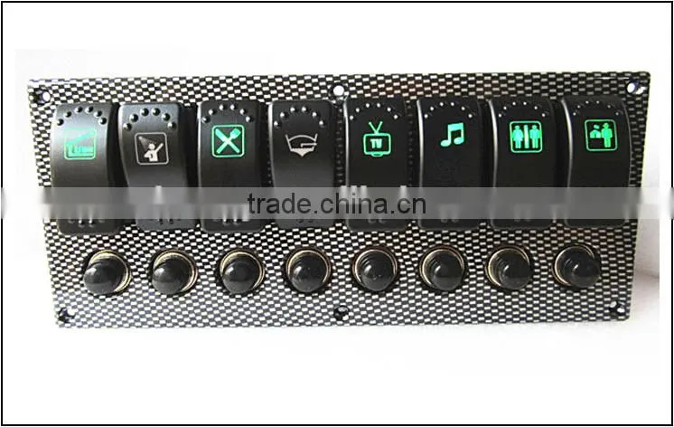 New Car Boat Marine LED Rocker Switch Panel 8Gang