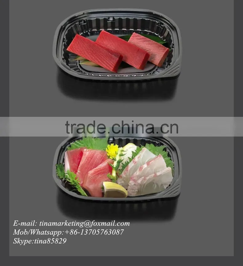 PS Black Base BOPS Clear Lid Plastic Take Out Food Container Box for Sushi,Salad,Fruit,Vegetable,Dessert,Cold dish Packaging