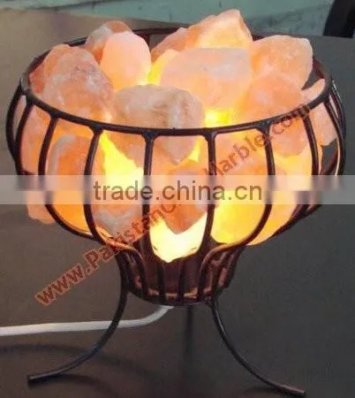 WholeSale 2017 New Design WROUGHT IRON SALT LAMPS WITH SALT CHUNKS