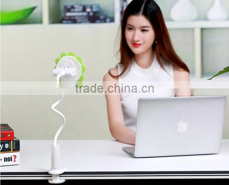 Cute Lovely USB Rechargeable Clip Fan, Student Dormitory Bedside Clip Fan, Mini USB Sunflower Fan