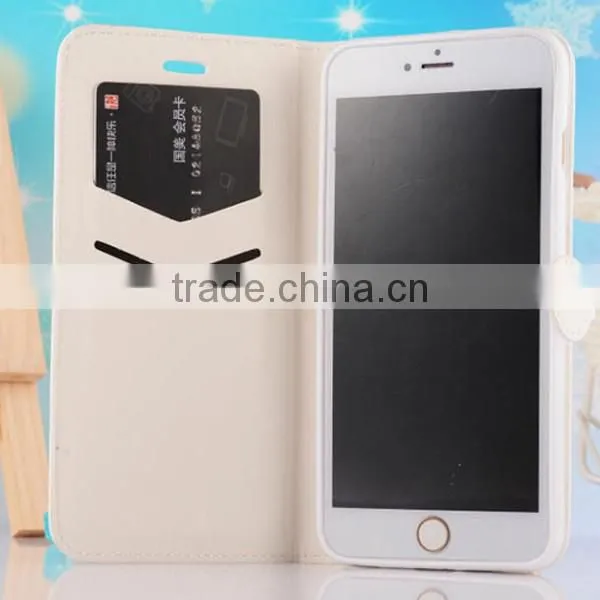 Hot selling PU leather phone case wallet phone covers flip leather holster for iphone6