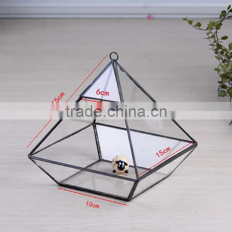 2016 most fashionable Clear Glass Prism Air Plant Terrarium / Tabletop Succulent Plants Holder Home Decor Flower Pots