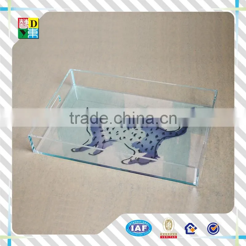 2015 acrylic food tray acrylic serving drink tray acrylic custom printed trays for hotel use PMMA material serving tray