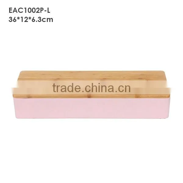 pink concrete Jewelry box with wood or bamboo lid