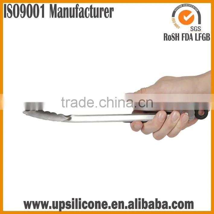 Locking Grill Tongs Silicone Stainless Steel Food Tongs Serving Tongs
