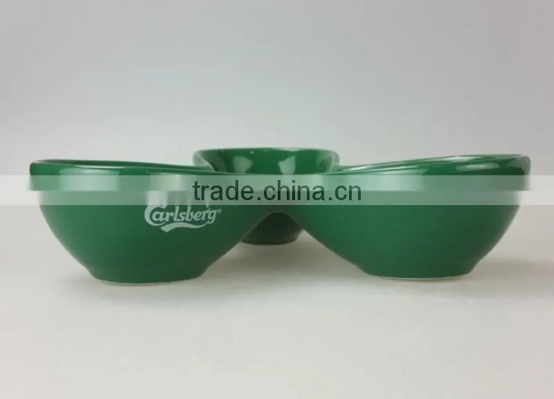 8inch Ceramic green promotion cheap dessert divided dish