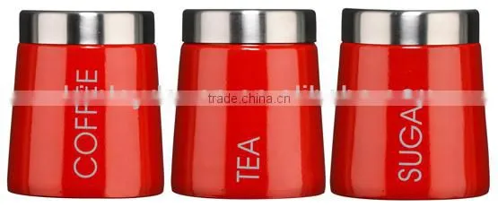 stainless steel lip set 3 pcs Tea Coffee Sugar Canisters