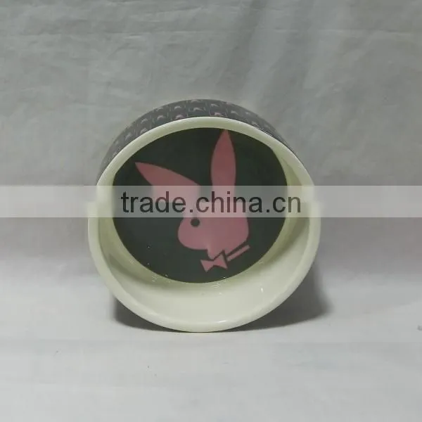 Pink Rabbit Ceramic Dog Bowl