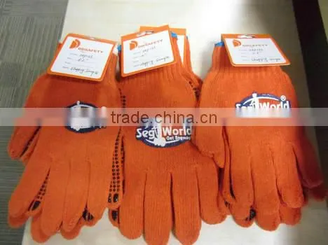 Cotton Polyester Kintted Gloves With PVC Dots