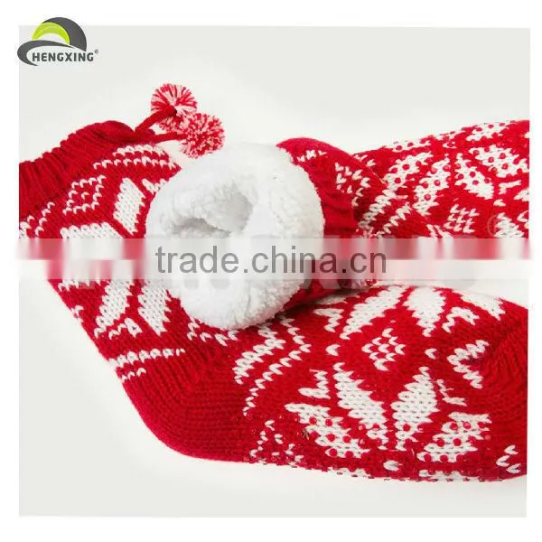 Knitted Long Young Girls Red Legging Tube Socks