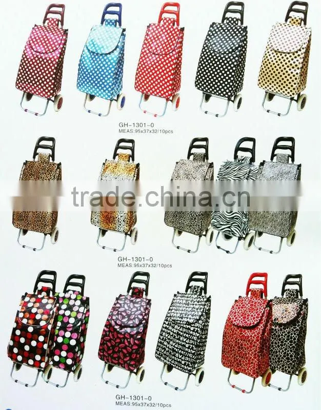 Folding shopping car with animal print