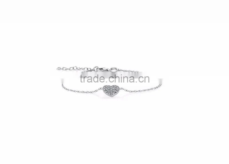 Silver Plated Designer CZ Studded Heart Bracelet