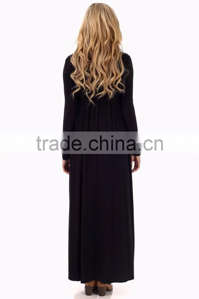 Wholesale Black Cowl Neck Long Sleeve Maternity Maxi Dresses for Ladies 2016
