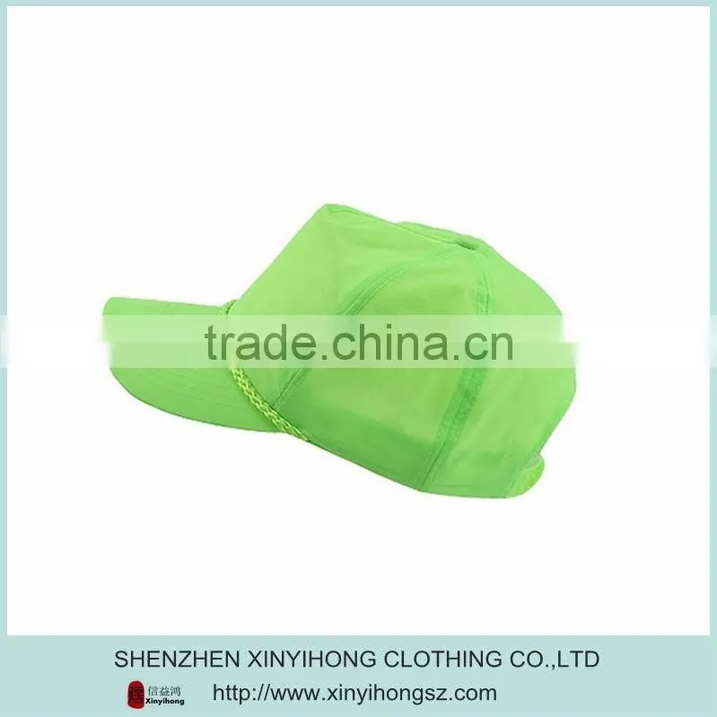 light green color 100% polyester breathable sports caps/ hats