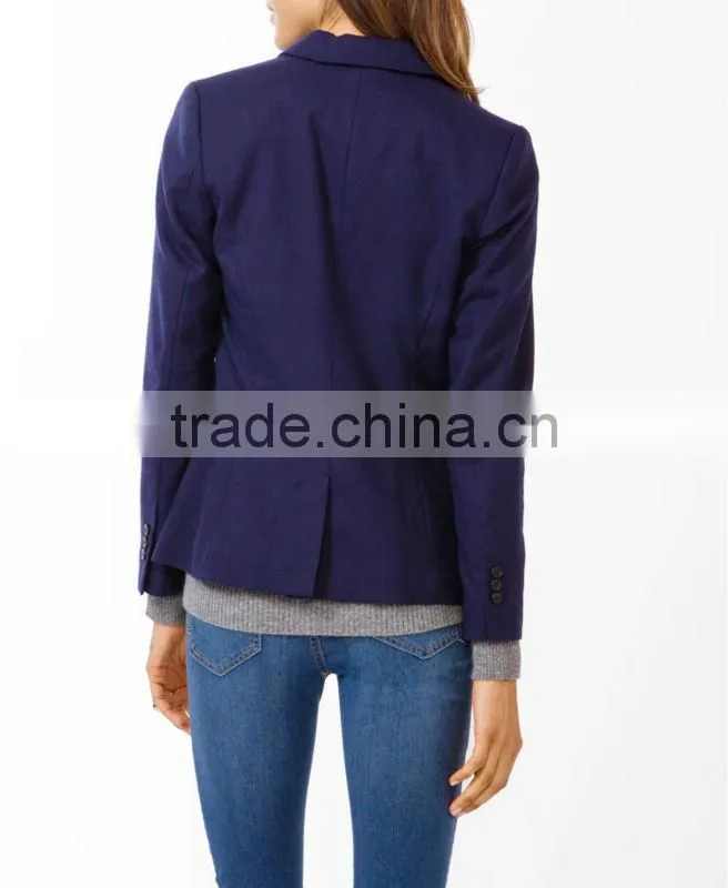 Notched Lapel Twill Blazer