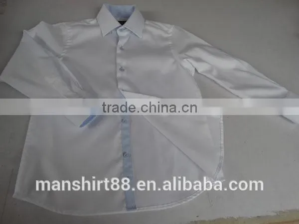 Classic boy's long sleeve two-button cuff contrast collar and cuff casual shirt