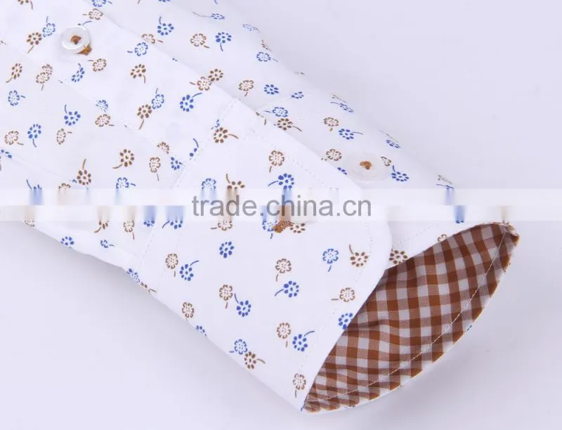 2017 Contrast collar and cuff slim fit mens shirt