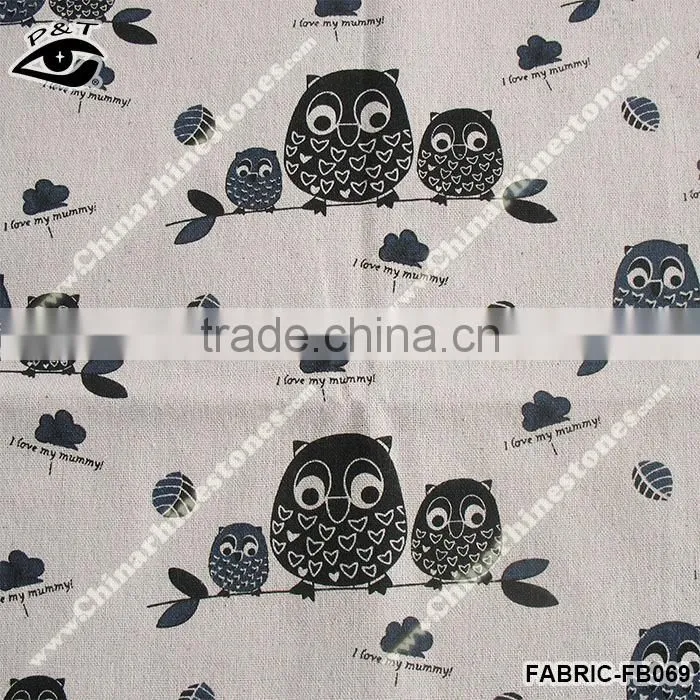 Night Owl Design 100% linen fabric linen fabric wholesale small minimum request