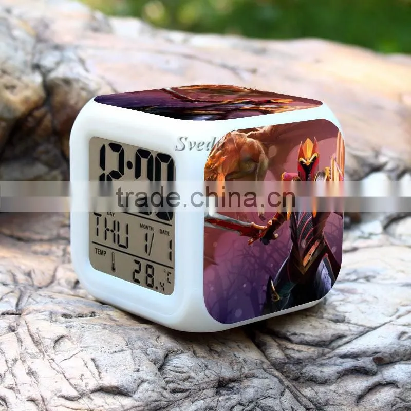 (Hot Games) Dota character clock,Led calendar alarm clock, digital projector led alarm clock