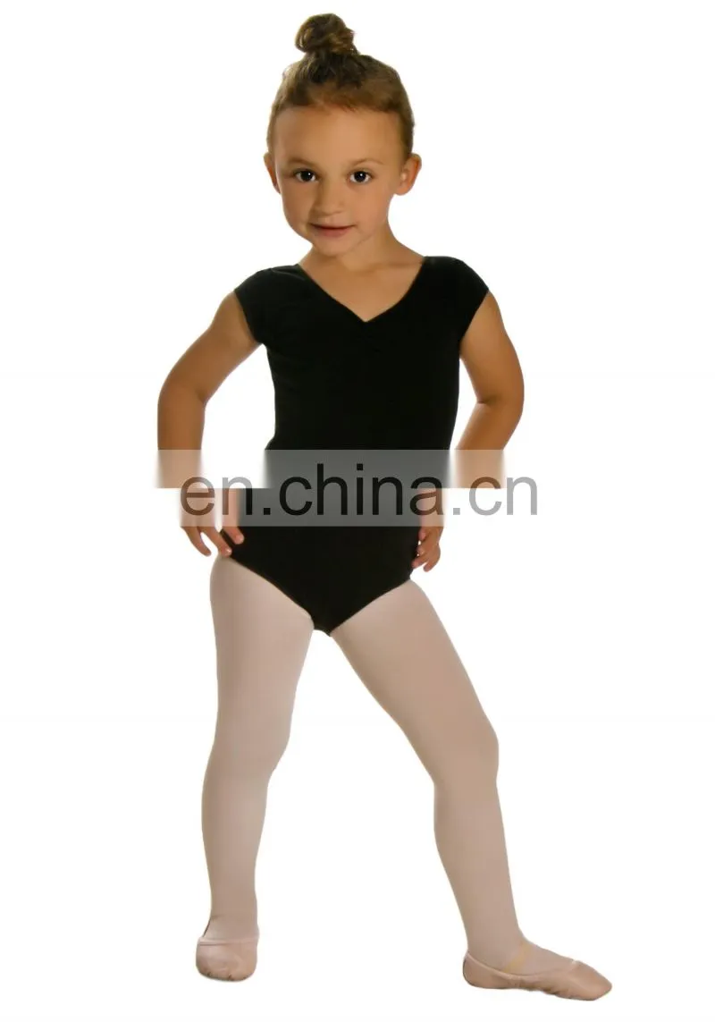 Black Mesh Short Sleeve Design Nylon Material Ballet Girl Leotard Dance Leotard
