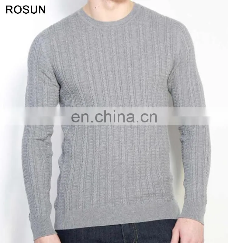 Best design long sleeve t shirt as cotton blended fabric knit sweater pullover top of unbranded wholesale mens clothing