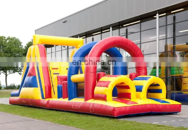 Inflatable obstacle with bounce jumping & water slide, inflatable obstacle courses for sale