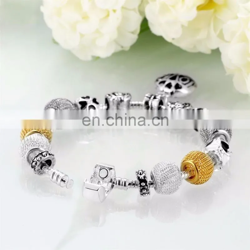 2017 New Silver Droplet Silver Bead Love Letter Bracelet Bangles