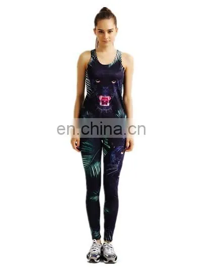 Green Leaves Women Printing Sexy Workout Digital Gym Knitted Set