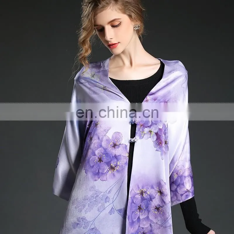 The high quality silk scarf shawl Double scarf shawl purple
