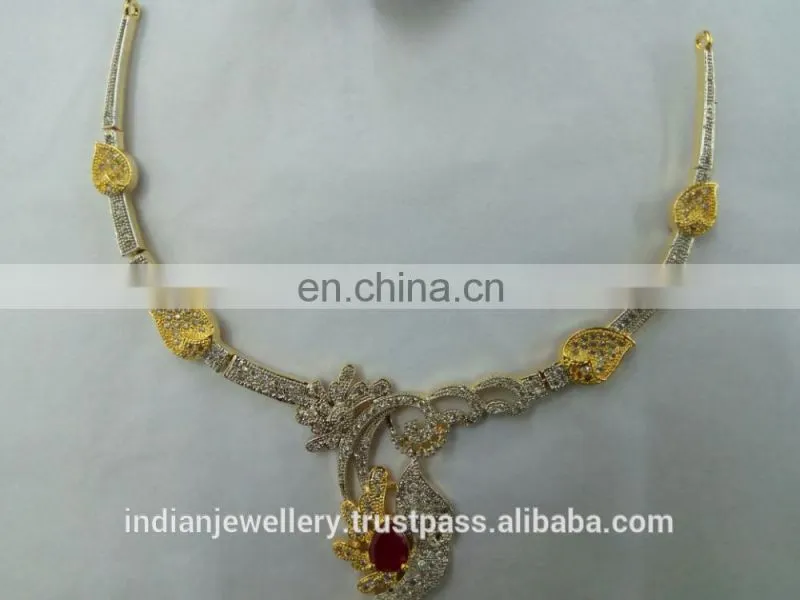 CZ jewelry necklace manufacturer,cubic zirconia necklace jewellery exporter