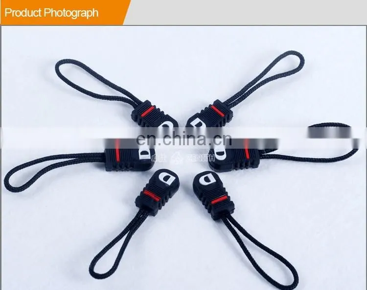 Customized Rubber Zipper Puller Slider with Rope LR10002