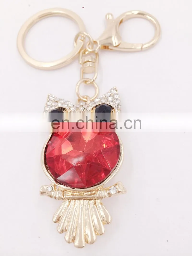 Owl Key Chains Crystal Eyes Rhinestone Key Chain Charm Purse Handbag Car Key Keyring Keychain