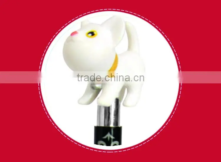 Promotional cute plastic ball point pen with animal head for school kids