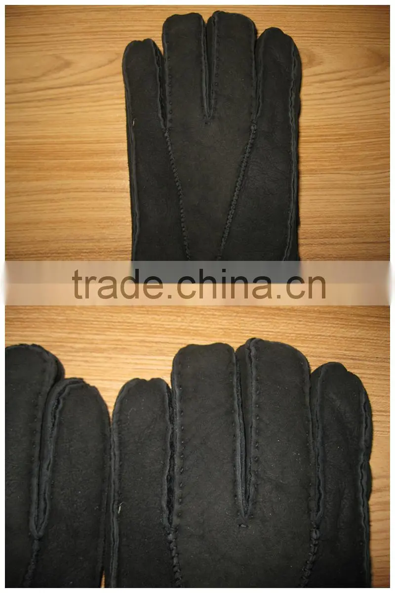 Ladies long black leather gloves sheepskin gloves