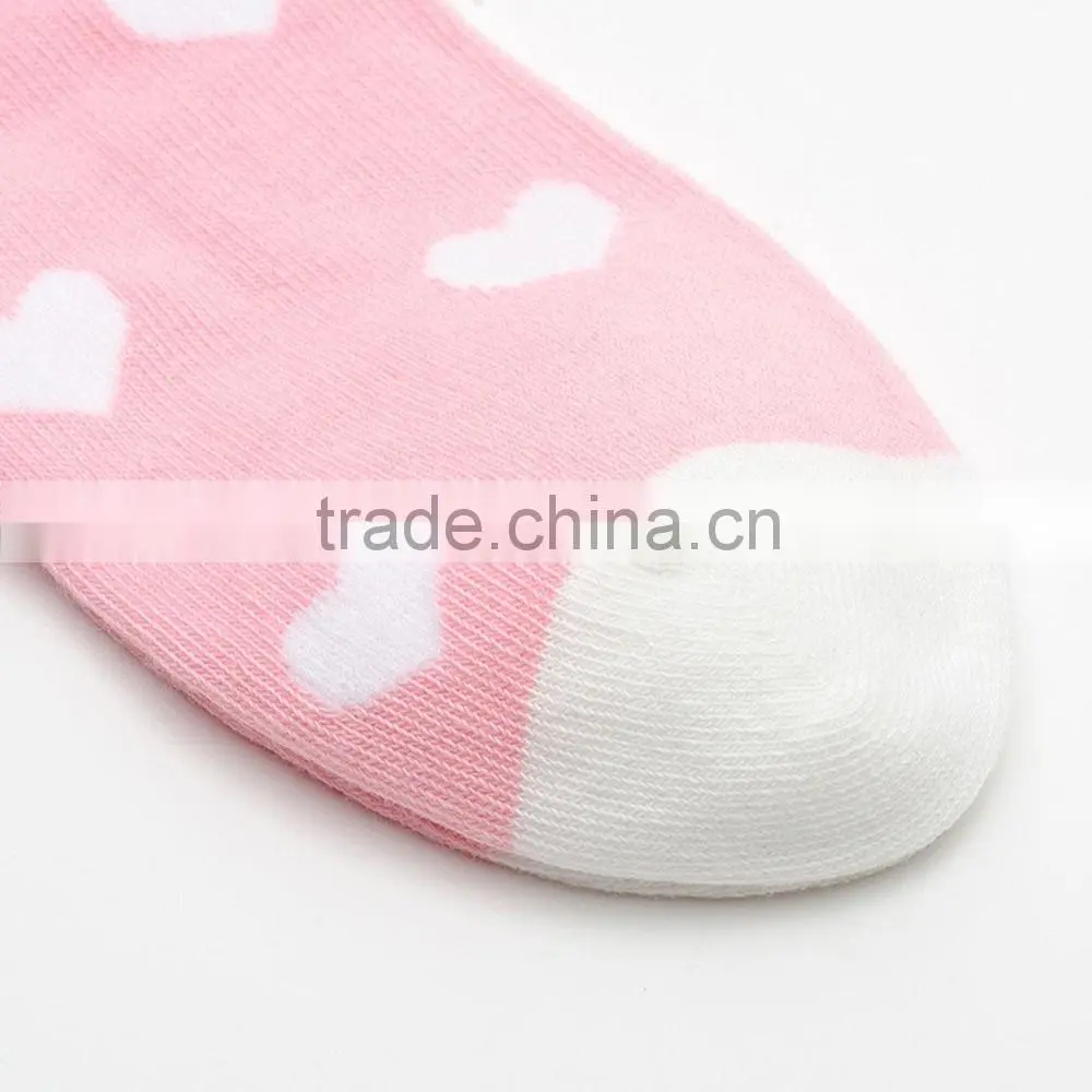 High quality 2016 Japan Korea hot pink heart pattern cotton women socks