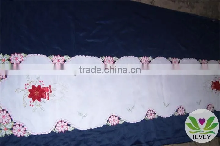 New arrival high quality table cloth embroidered table cloth wedding tablecloth christmas design fabric tablecloth
