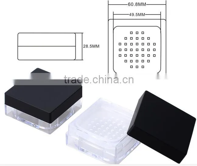 MC021 square loose power container with sifter ,square sifter jar